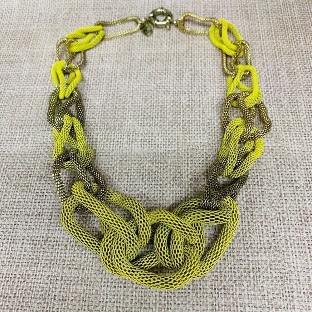 Etc! Chunky Gold And‎ Yellow Mesh Link Necklace